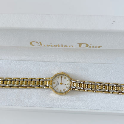 Dior 1990s Round Dial Two Tone Watch