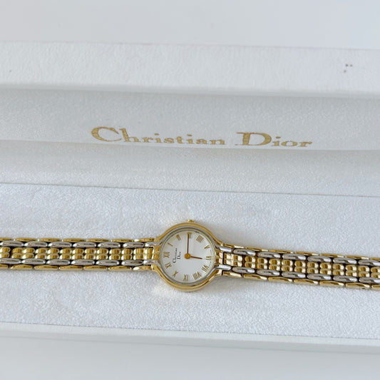 Dior 1990s Round Dial Two Tone Watch
