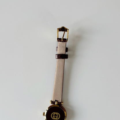 Gucci 1990s Round Dial Gold Plated Watch
