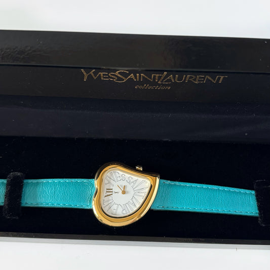 Yves Saint Laurent 1990s Hear Shaped Gold Plated Watch