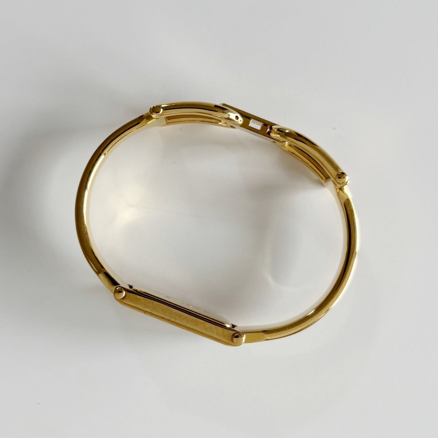 Gucci 1990s Rectangular Seashell Dial Gold Plated Bangle Watch