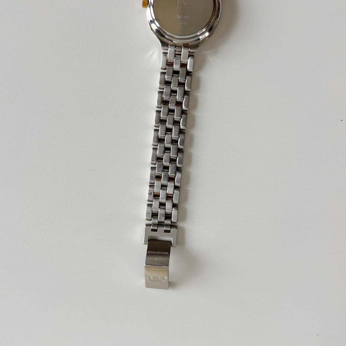 Dior 1990s Date Round Dial Gold Plated Two Tone Watch