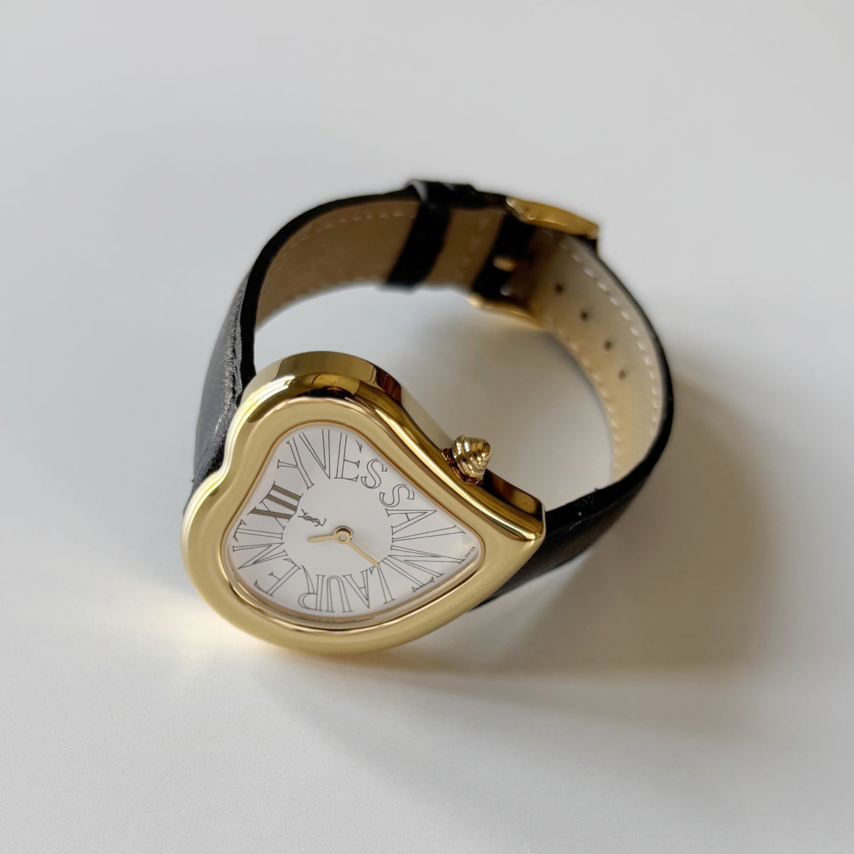 Yves Saint Laurent 1990s Heart Shaped Dial Gold Plated Watch