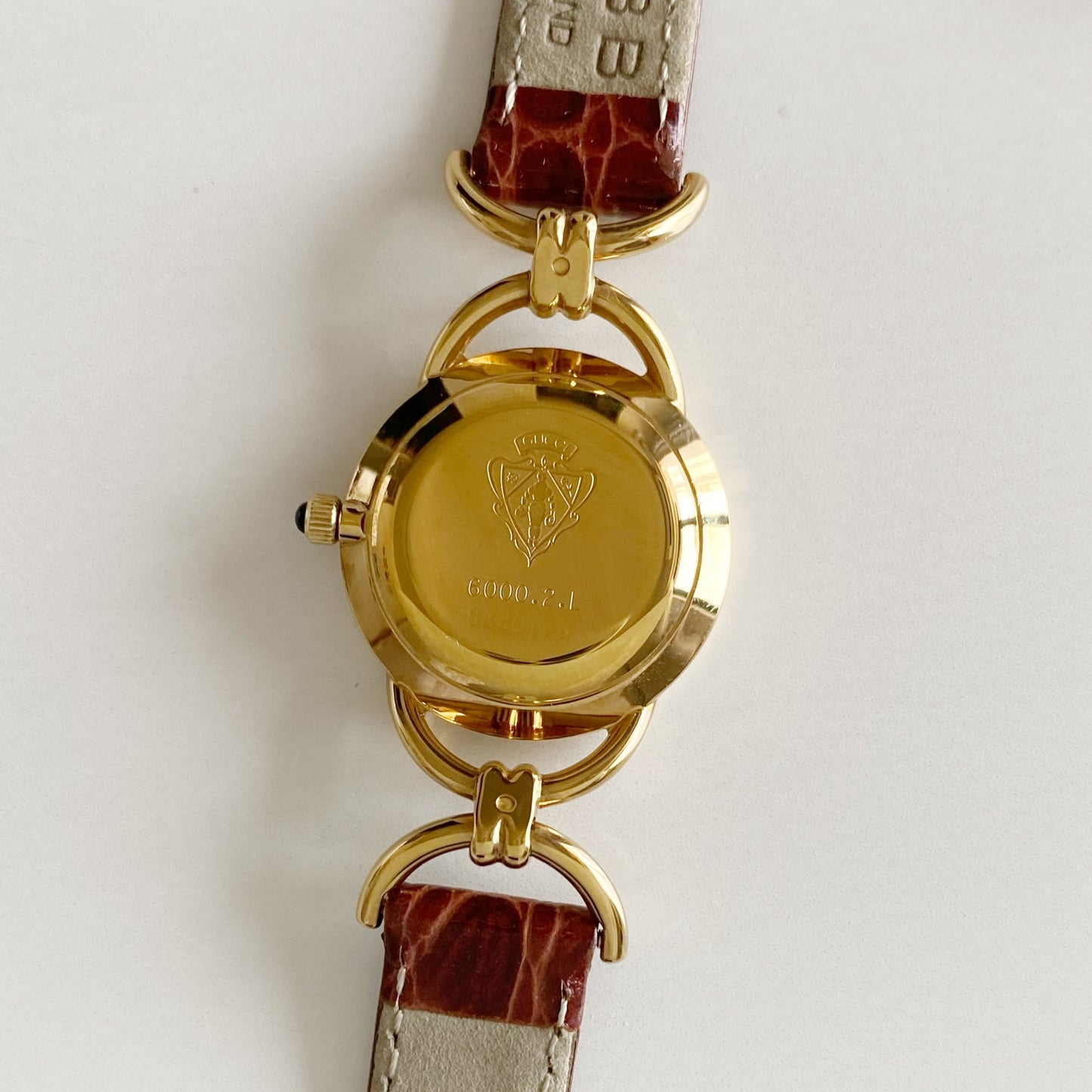 Gucci 1990s Gold Plated Round Dial Horsebit Watch