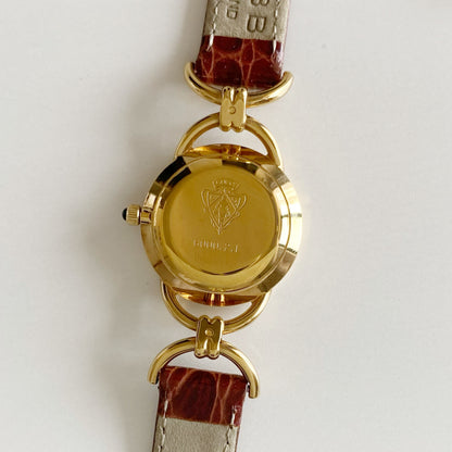Gucci 1990s Gold Plated Round Dial Horsebit Watch