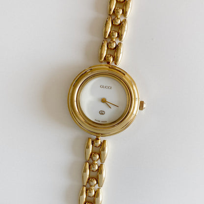 Gucci 1990s Interchangeable Bezel Gold Plated Watch with 6 bezels, case (165mm)