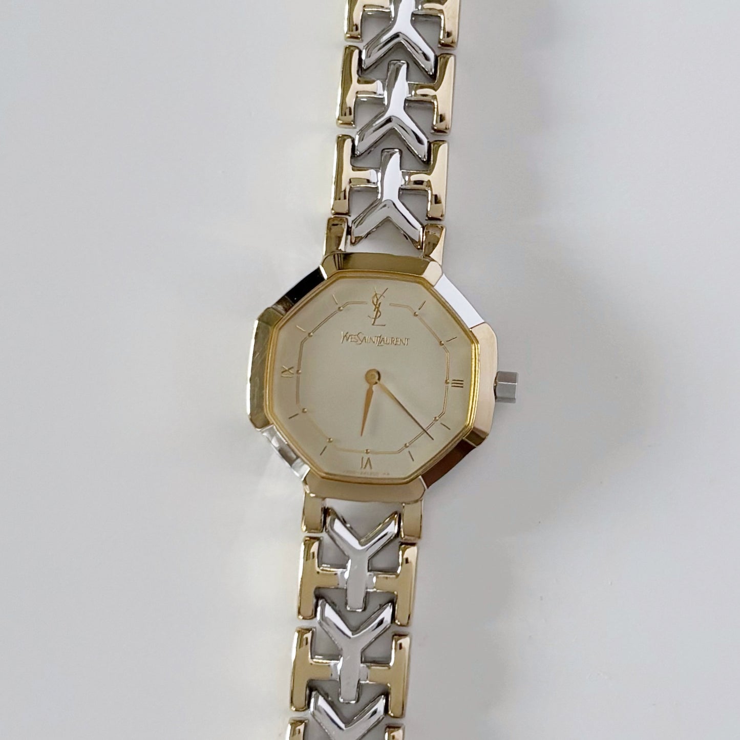 Yves Saint Laurent 1990s Two tone Octagon Watch