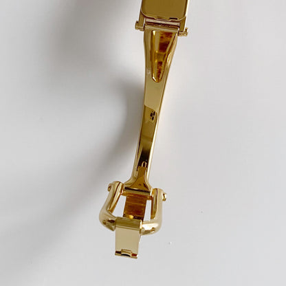 Gucci 1990s Seashell Dial Rectangular Gold Plated Bangle Watch