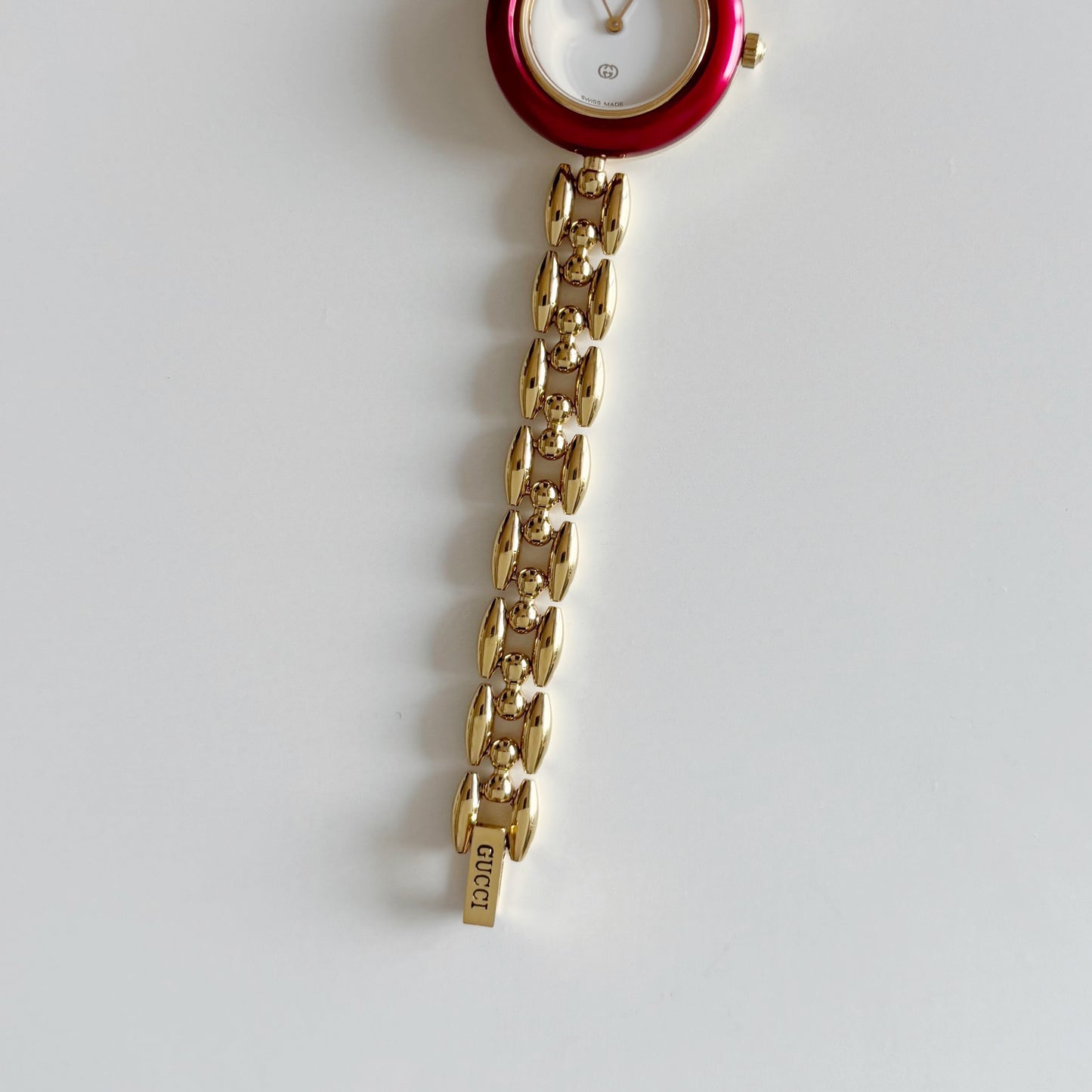 Gucci 1990s Interchangeable Bezel Gold Plated watch with 6 bezels, case (160cm)