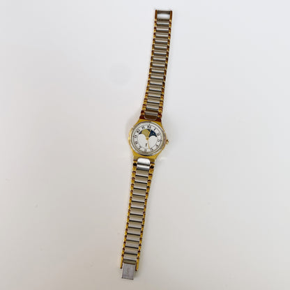 Yves Saint Laurent 1990s Moon Phase Two Tone Watch