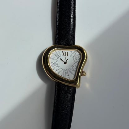 Yves Saint Laurent 1990s Heart Shaped Dial Gold Plated Watch
