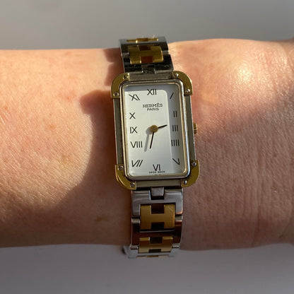 Hermes 1990s Two Tone Tank Watch