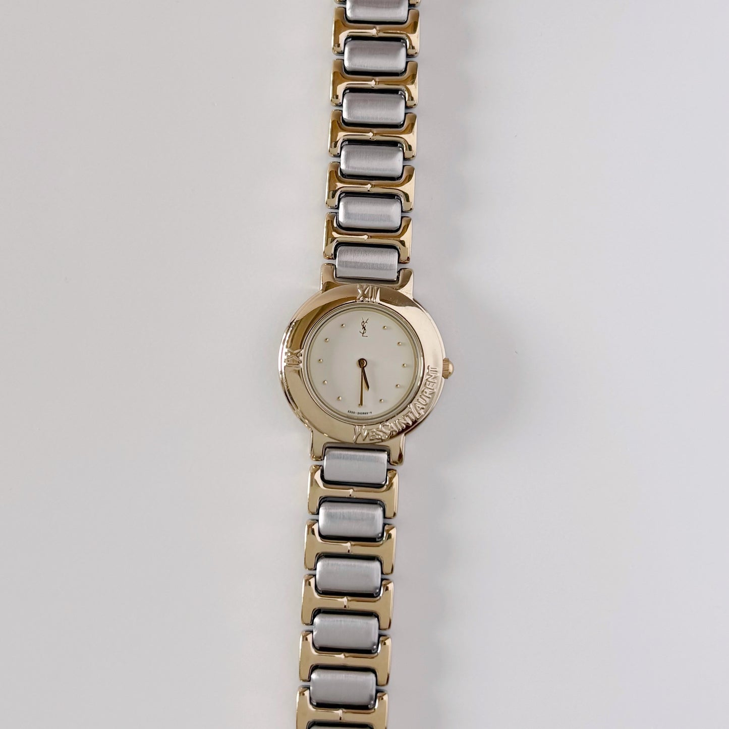 Yves Saint Laurent Round Dial Two Tone Watch
