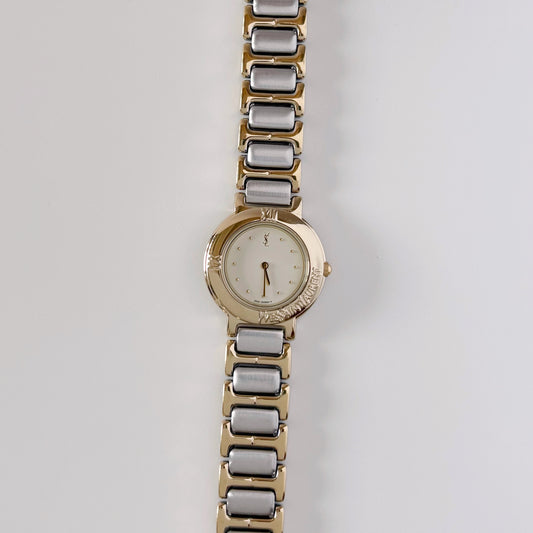 Yves Saint Laurent Round Dial Two Tone Watch