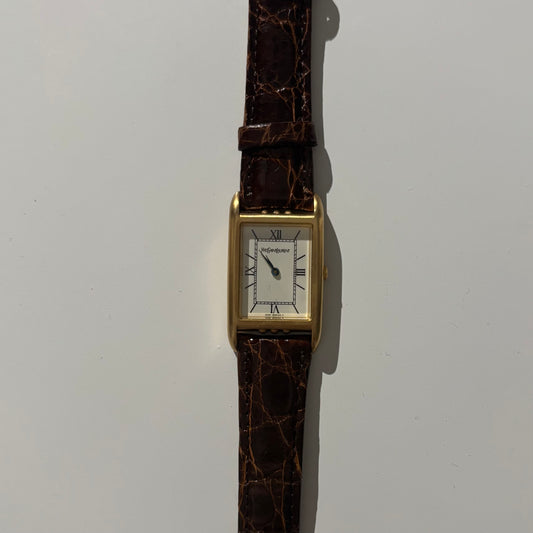 Yves Saint Laurent 1990s Gold Plated Tank Watch (Large)