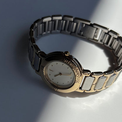 Yves Saint Laurent 1990s Round Dial Two Tone Watch