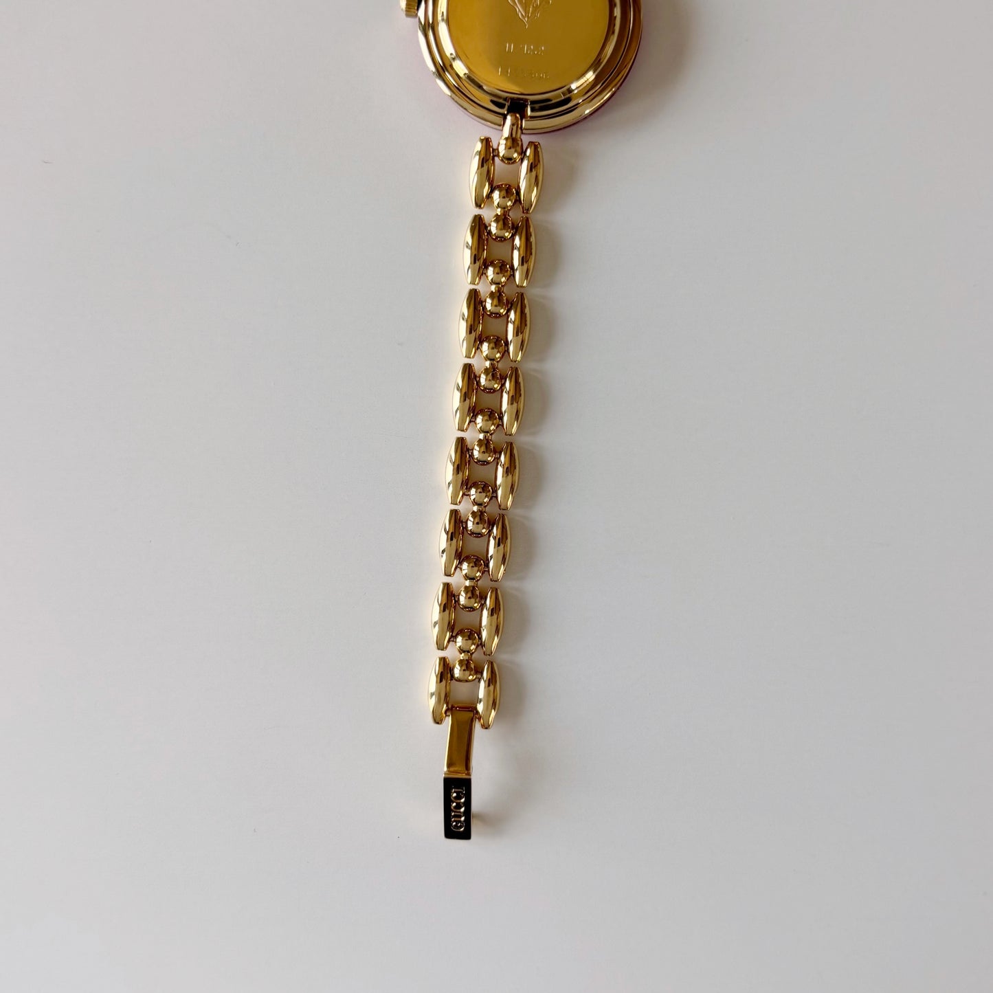 Gucci 1990s Interchangeable Bezel Gold Plated Rice Chain Watch with case, 6 bezels (160mm)
