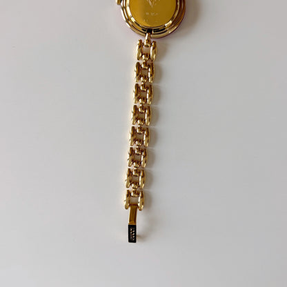 Gucci 1990s Interchangeable Bezel Gold Plated Rice Chain Watch with case, 6 bezels (160mm)