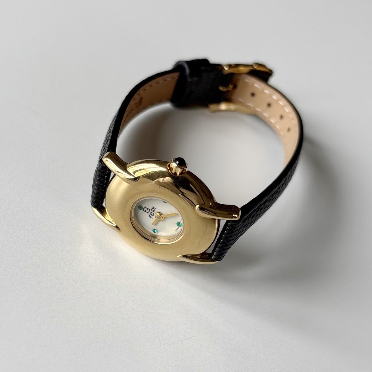 Fendi 1990s Round Dial Gold Plated Watch