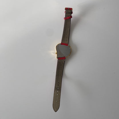 Yves Saint Laurent 1990s Heart shaped Gold Plated Red Watch