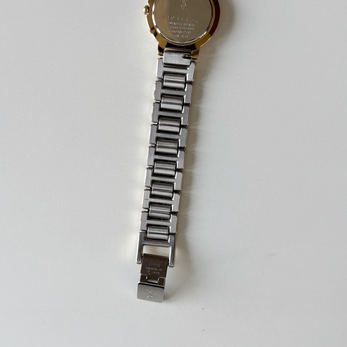 Yves Saint Laurent 1990s Black Round Dial Two Tone Gold Plated Watch