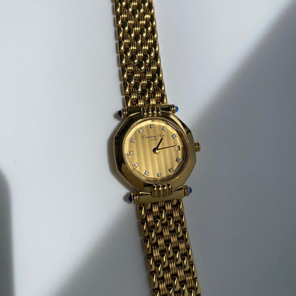 Dior 1990s Octagon Gold Plated Watch
