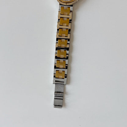 Hermes 1990s Clipper Round Dial Two Tone Gold Plated Watch