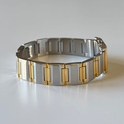 Yves Saint Laurent 1990s Square Dial Two-Tone Gold-Plated Watch