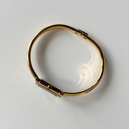 Yves Saint Laurent 1990s Green Dial Gold Plated Bangle Watch
