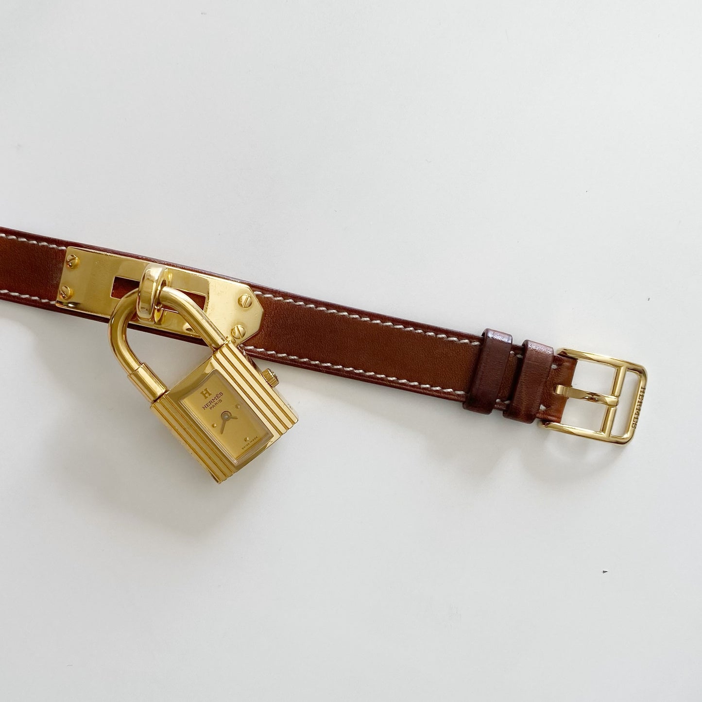 Hermes 1990s Kelly Gold Plated Watch