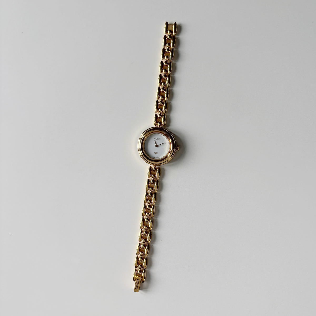 Gucci 1990s Interchangeable Bezel Gold Plated Rice Chain Watch with 6 bezels, case (160mm)