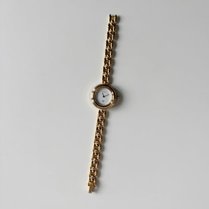 Gucci 1990s Interchangeable Bezel Gold Plated Rice Chain Watch with 6 bezels, case (160mm)
