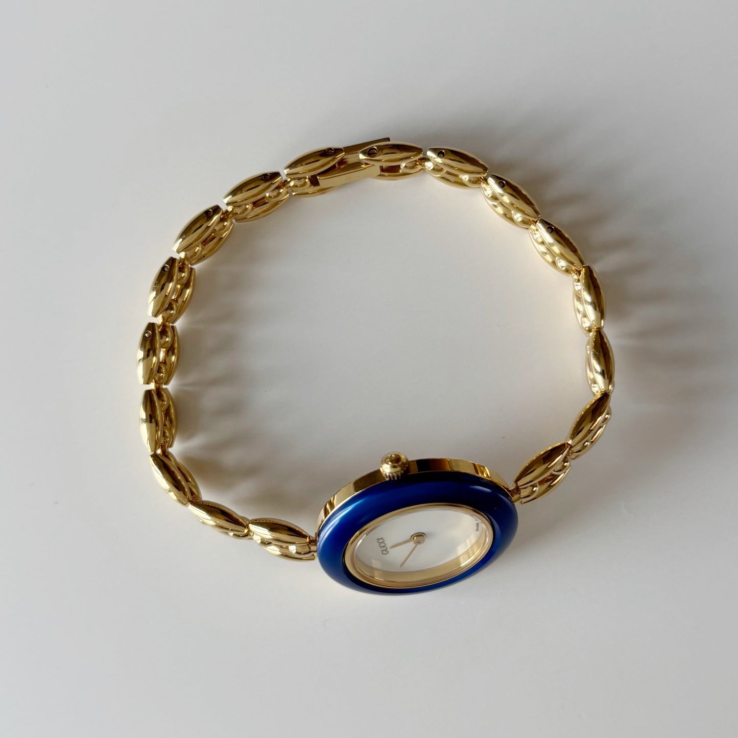 Gucci 1990s Interchangeable Bezel Gold Plated Rice Chain Watch with 6 bezels, case (165mm)