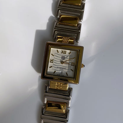 Givenchy 1990s Square Two Tone Watch