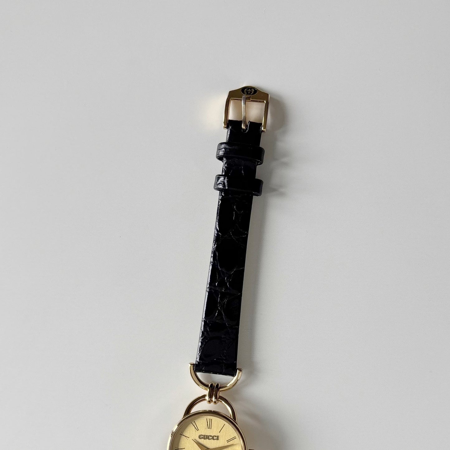 Gucci 1980s Round Dial Horsebit Gold Plated Watch