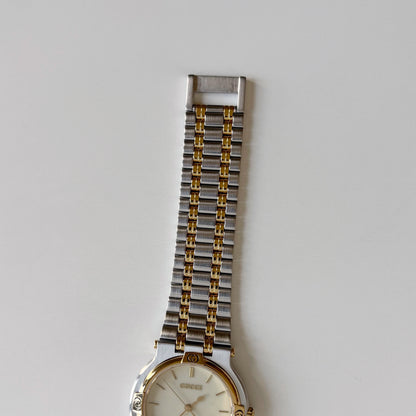 Gucci 1990s Date Round Cream Dial Two Tone Watch (Large)