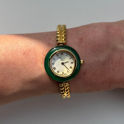 Dior 1990s Interchangeable Bezel Gold Plated Watch with 3 bezels