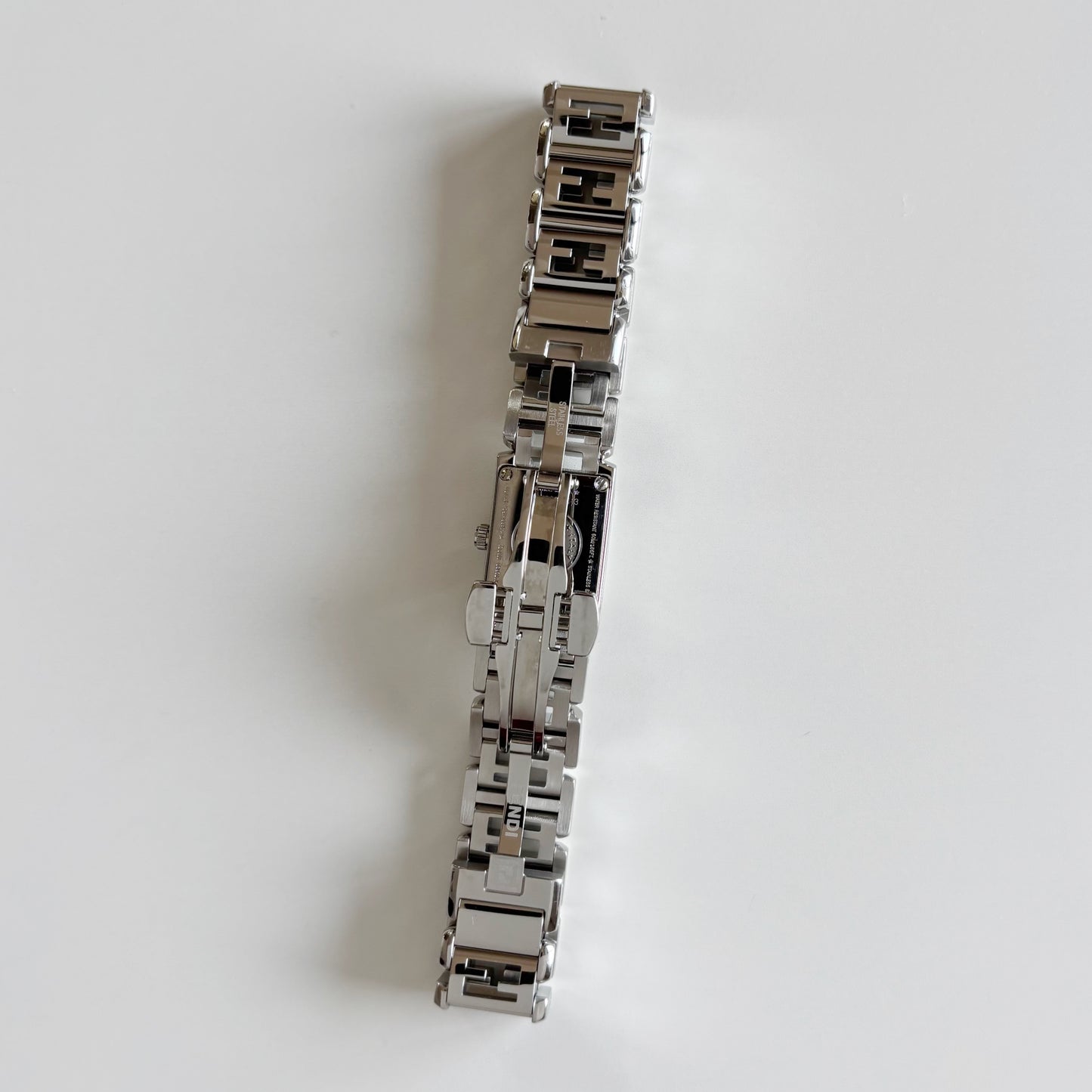 Fendi 1990s Seashell Dial Tank Stainless steel Watch