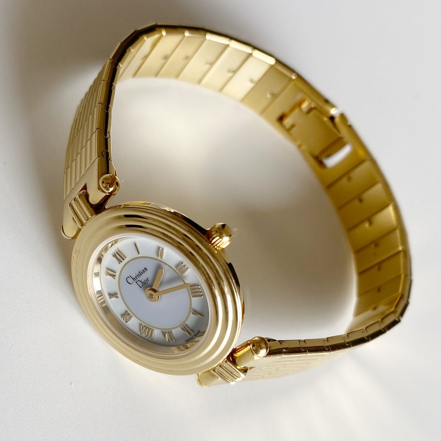 Dior 1990s Round Dial Gold Plated Watch