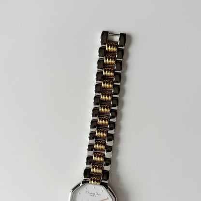 Dior 1990s Date Octagon Two Tone Watch