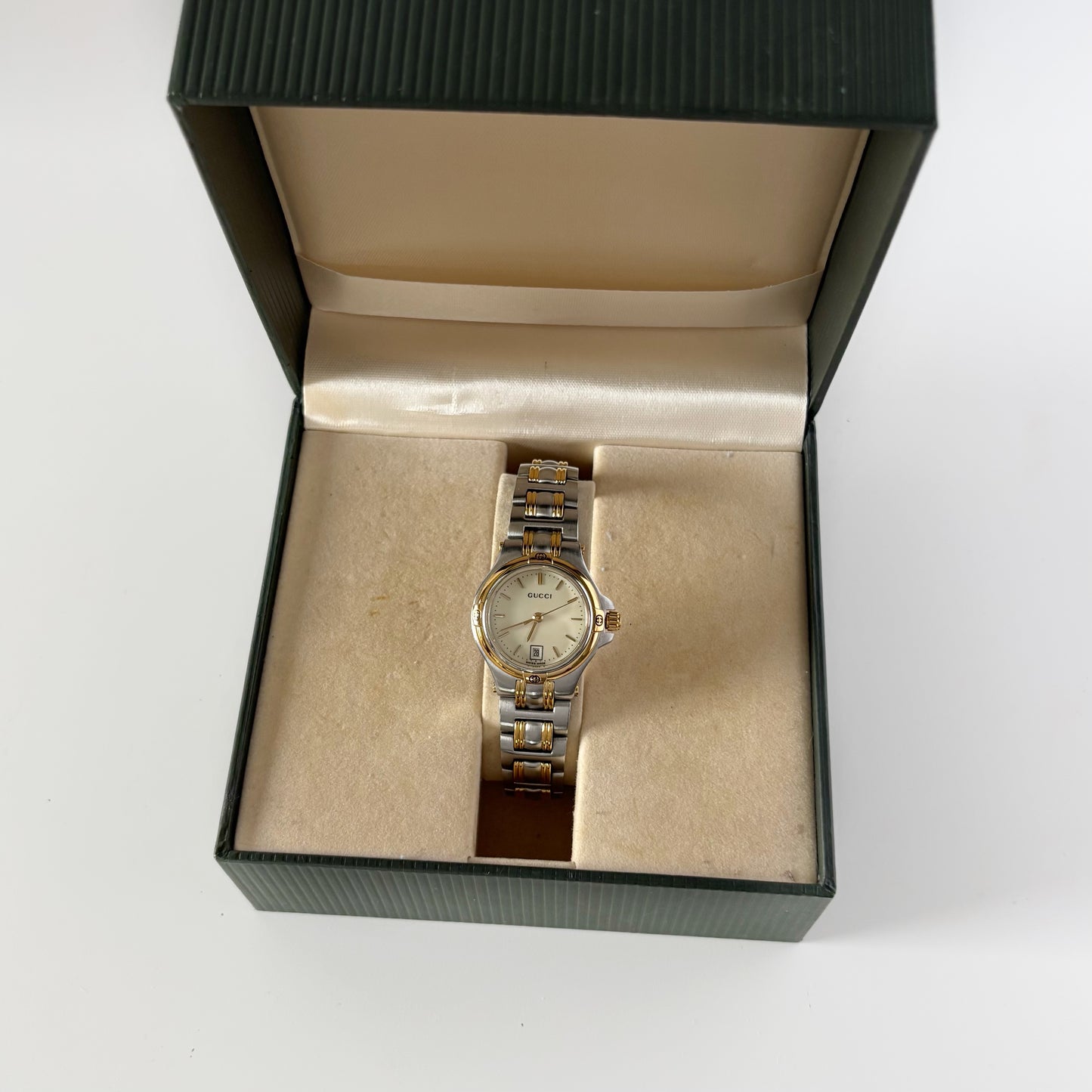 Gucci 1990s Date Round Dial Two Tone Watch