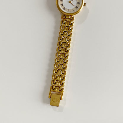 Dior 1990s Seashell Dial Gold Plated Watch