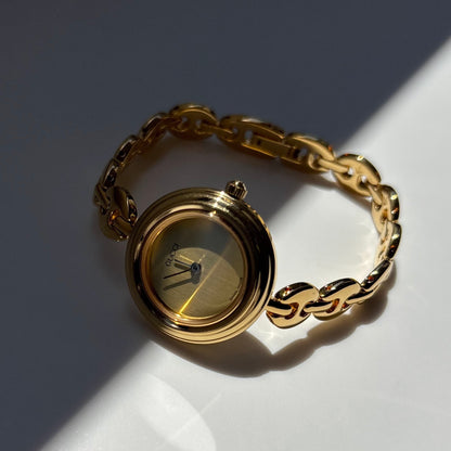 Gucci 1990s Interchangeable Bezel Gold Plated Rice Chain Watch with 6 bezels, case (170mm)