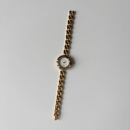 Gucci 1990s Interchangeable Bezel Gold Plated Rice Chain Watch with 6 bezels, case (172mm)