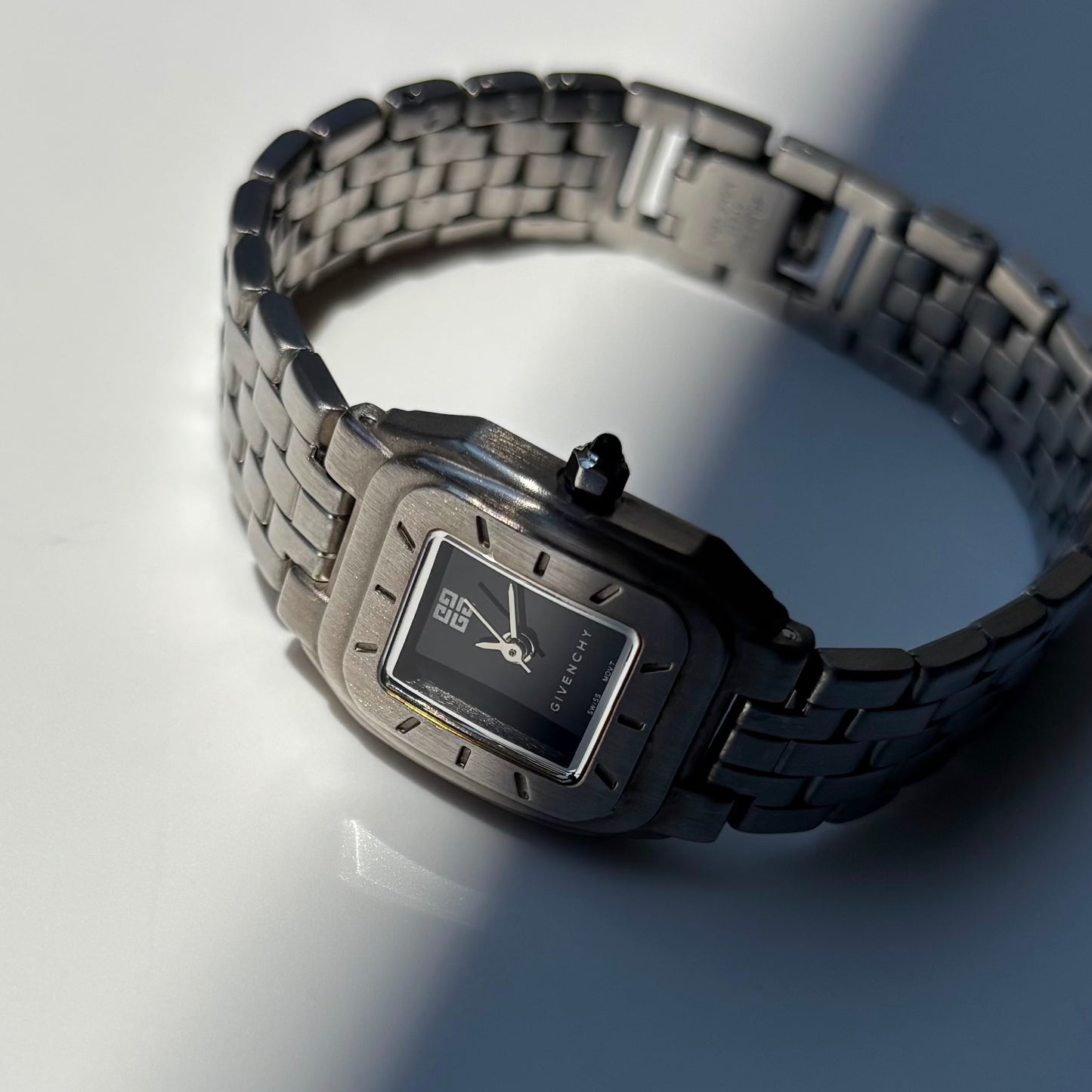 Givenchy 1990s Black Dial Silver Watch
