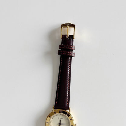 Gucci 1990s Sub Second Round Dial Gold Plated Watch