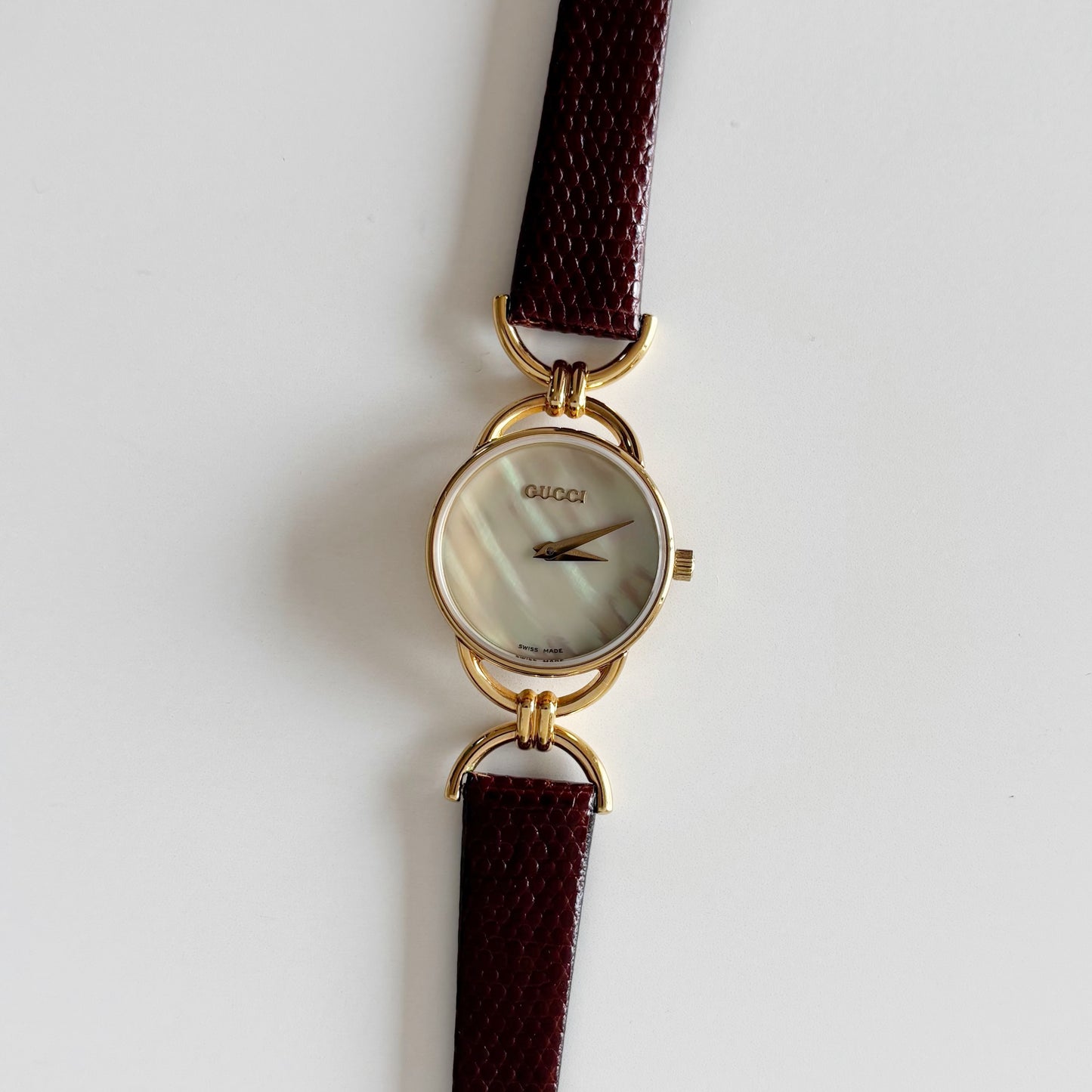 Gucci 1990s Seashell Dial Gold Plated Watch