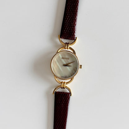 Gucci 1990s Seashell Dial Gold Plated Watch
