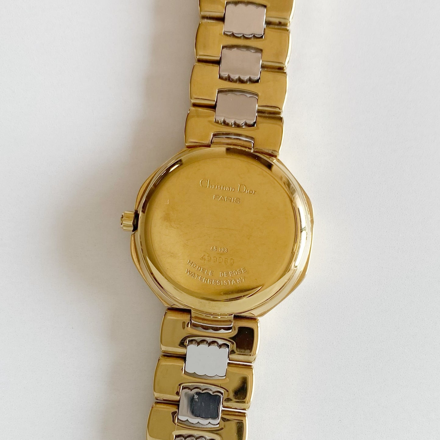 Dior 1990s Octagon Two Tone Gold Plated Watch