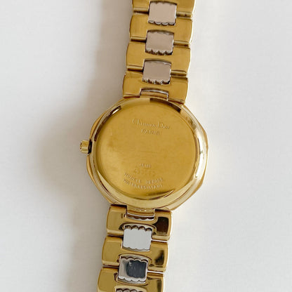Dior 1990s Octagon Two Tone Gold Plated Watch